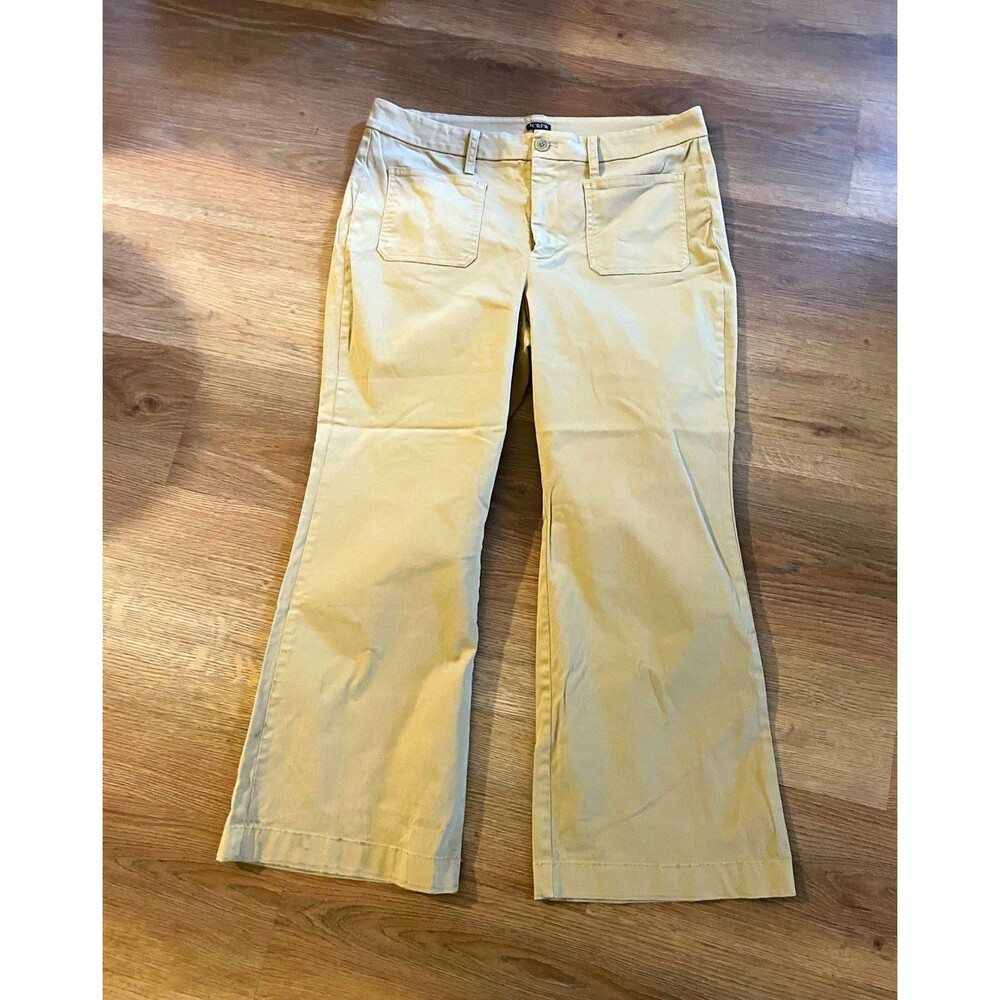 J.CREW Women’s Beige Cotton Twill Chino Pants Straight Leg Mid Rise Pockets